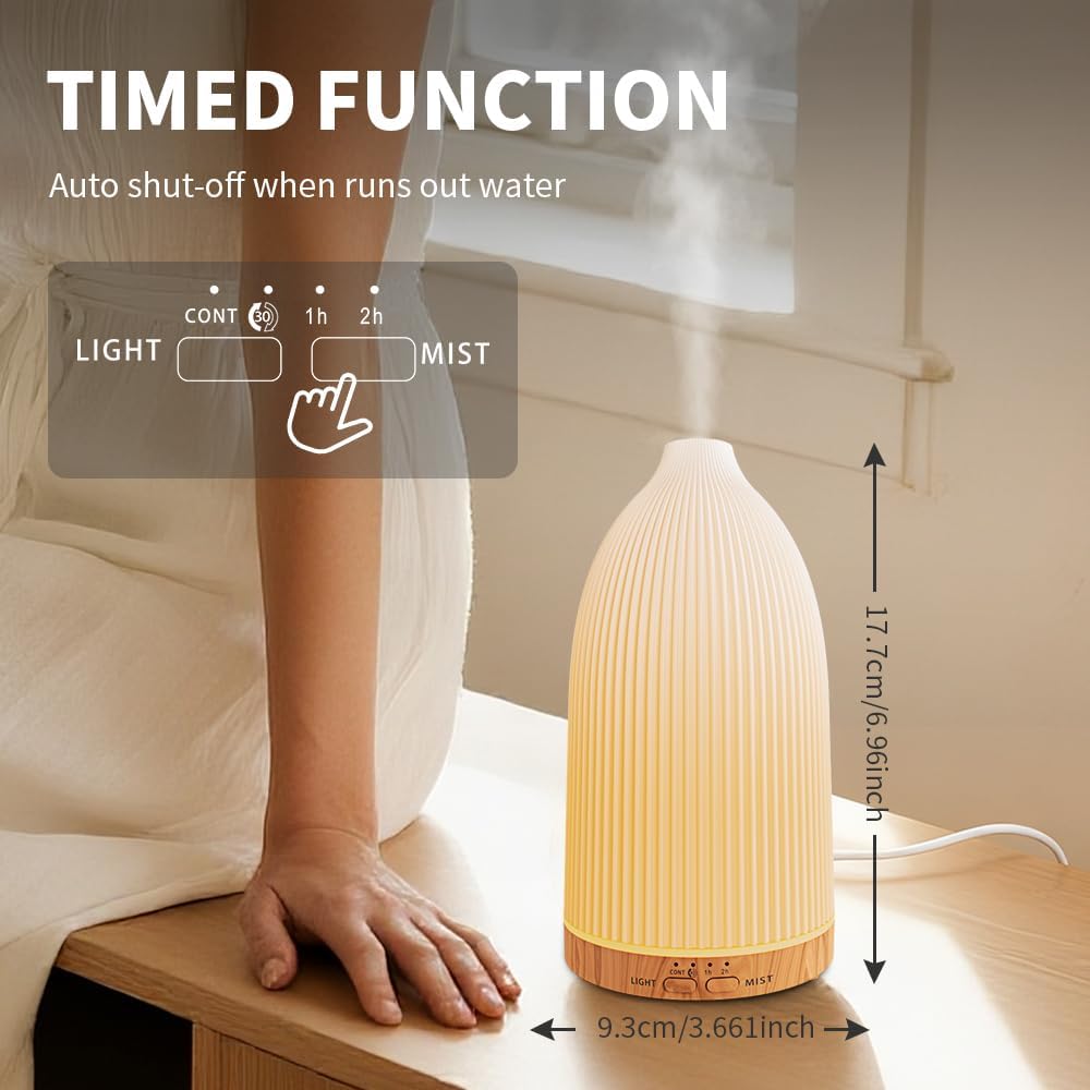 Nordic-Style Essential Oil Diffuser, 100 ml Aromatherapy Diffuser with Cold Mist Sprayer, 7 Changing Lights