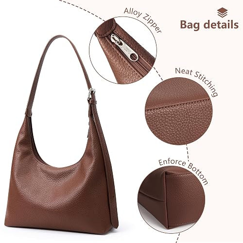 Women's Vegan Leather Crescent Hobo Bag | Convertible Shoulder & Crossbody Handbag with Zipper