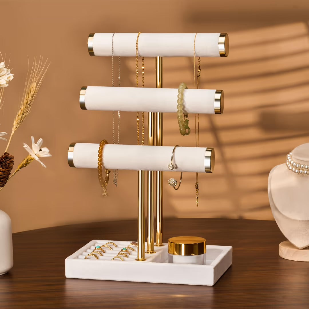 Luxury 3-Tier Velvet Jewelry Organizer & Display Stand