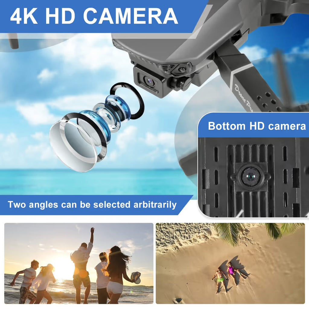 Drone Pro 4K Dual Camera – Foldable GPS-Free Drone with WiFi & Smart Flight Modes