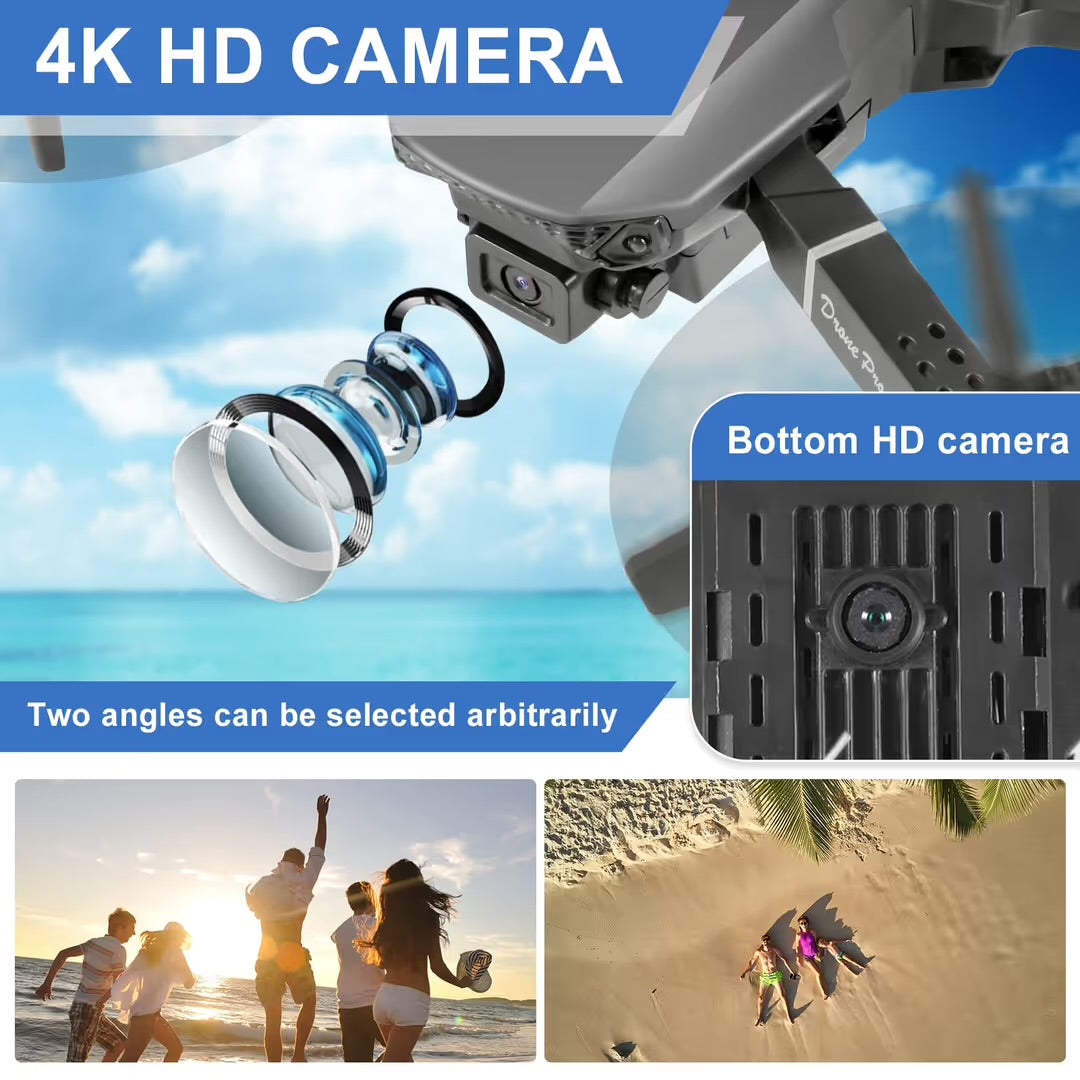 Drone Pro 4K Dual Camera – Foldable GPS-Free Drone with WiFi & Smart Flight Modes
