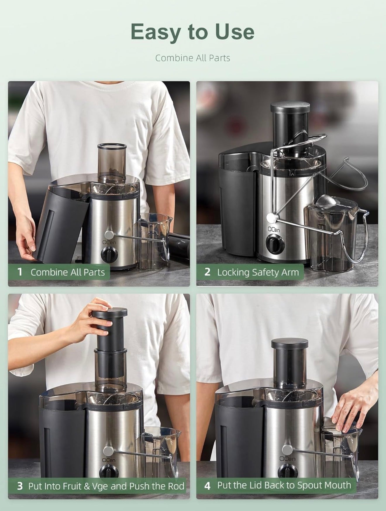 QCen 500W Centrifugal Juicer Extractor with Wide Feed Chute & Dual-Speed Control