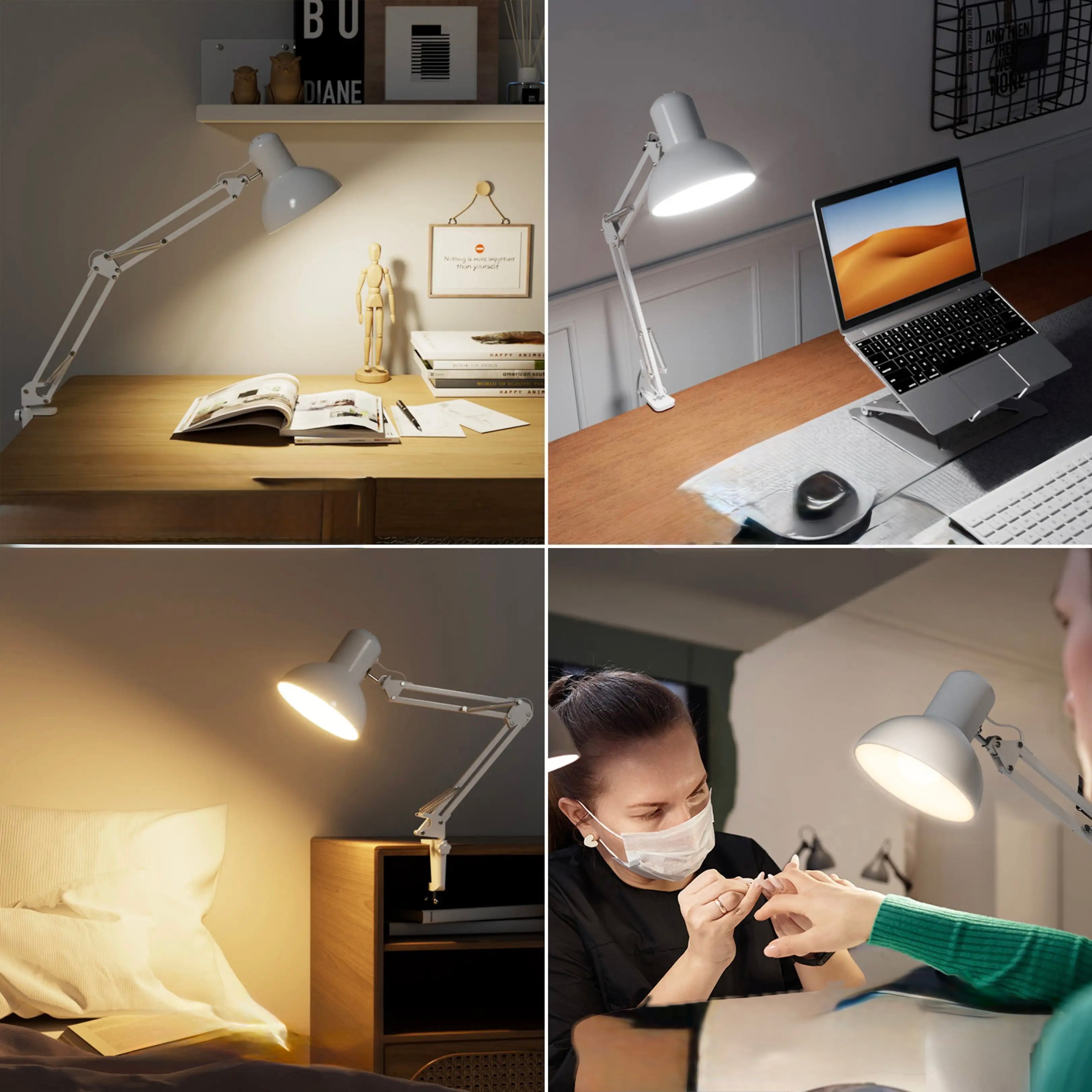 Adjustable Clamp Desk Lamp – Flexible Industrial-Style Table Light with E27 Socket