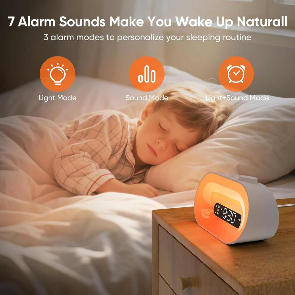 Sunrise Alarm Clock with Wake-Up Light, Dual Alarms & 30 Soothing Sounds