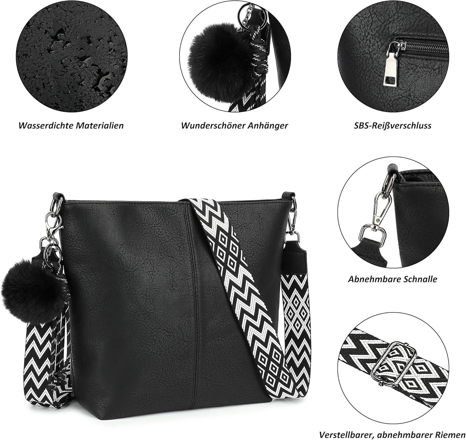 TANTOMI Chic Vegan Leather Crossbody & Shoulder Bag