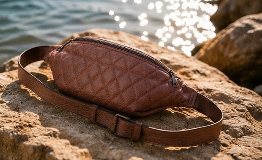 Quilted Mocha Brown Belt Bag