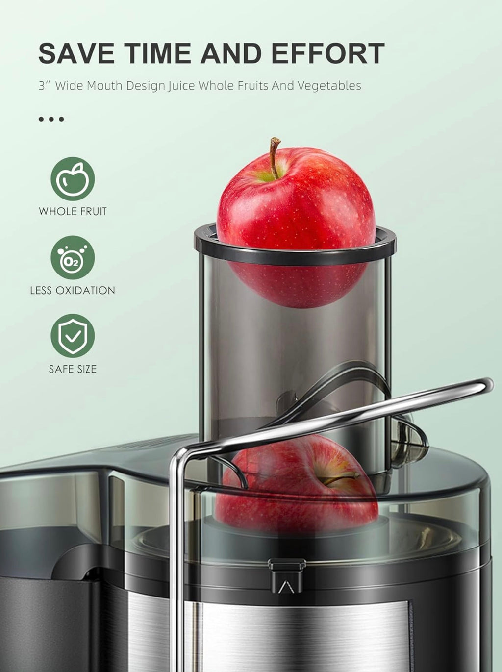 QCen 500W Centrifugal Juicer Extractor with Wide Feed Chute & Dual-Speed Control