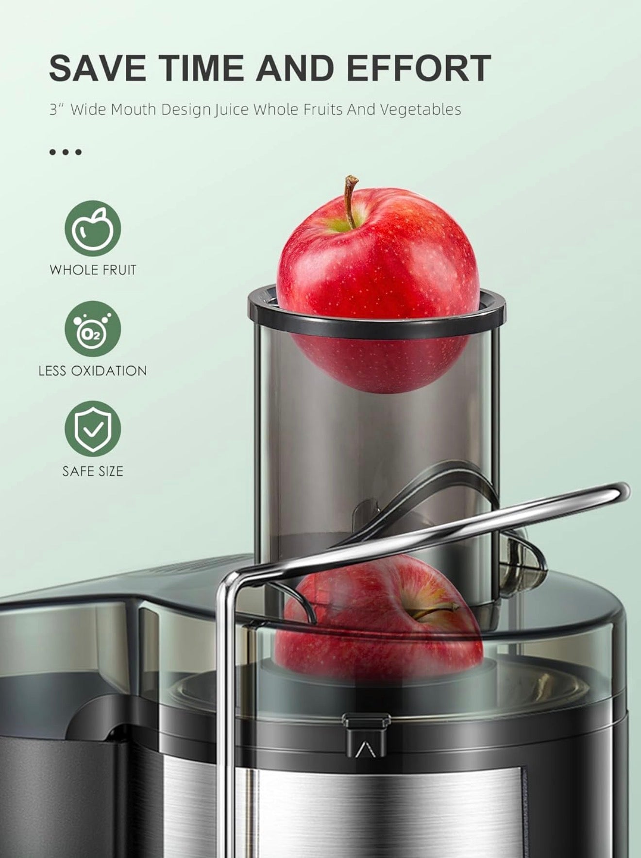 QCen 500W Centrifugal Juicer Extractor with Wide Feed Chute & Dual-Speed Control