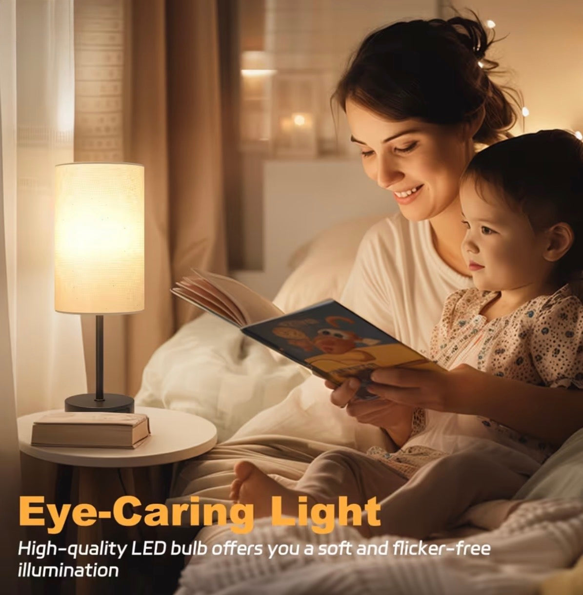 Touch Control Bedside Lamp with USB-C & USB-A Ports