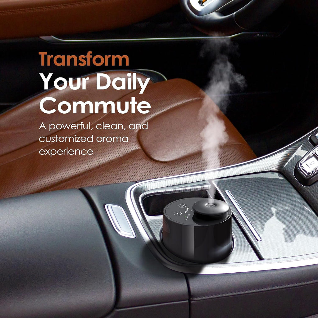 Waterless Essential Oil Diffuser | Cordless Nano-Mist Aromatherapy & Car Cup Holder Air Freshener