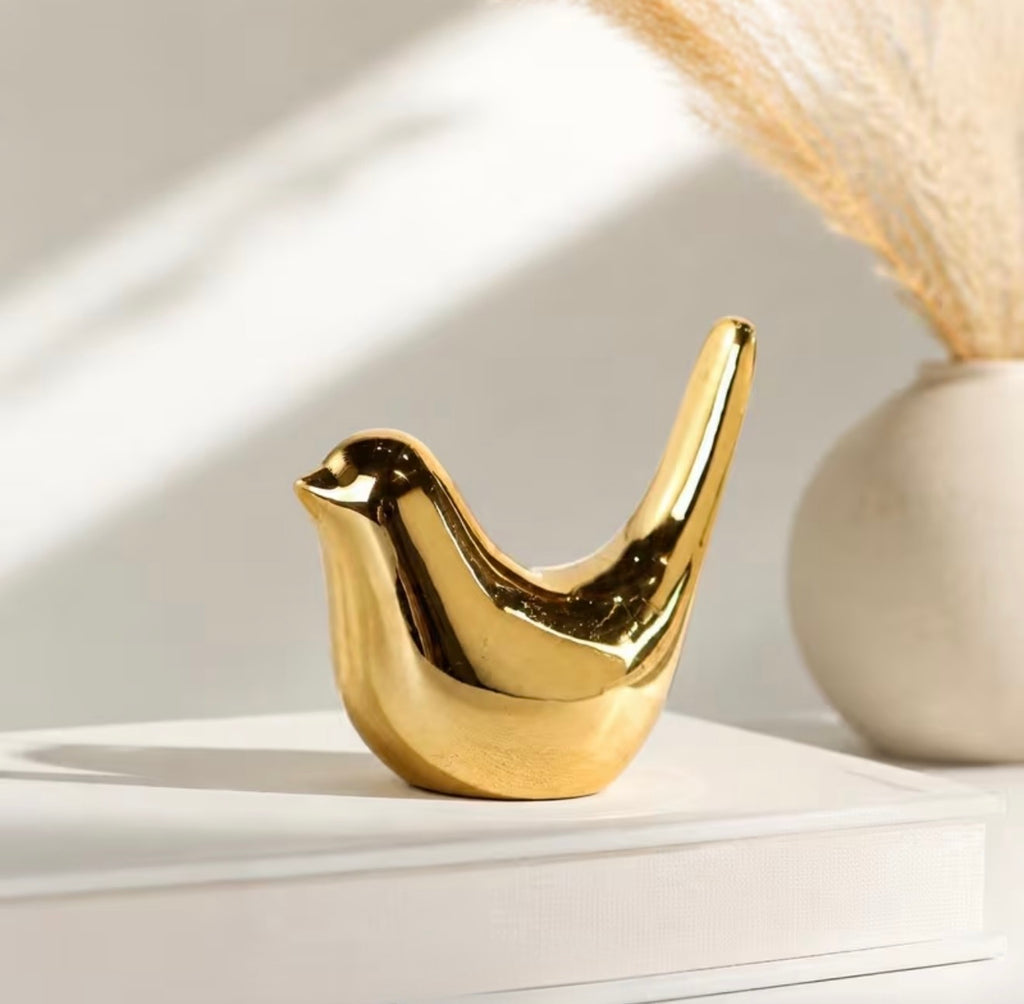 Golden Bird Ceramic Figurine