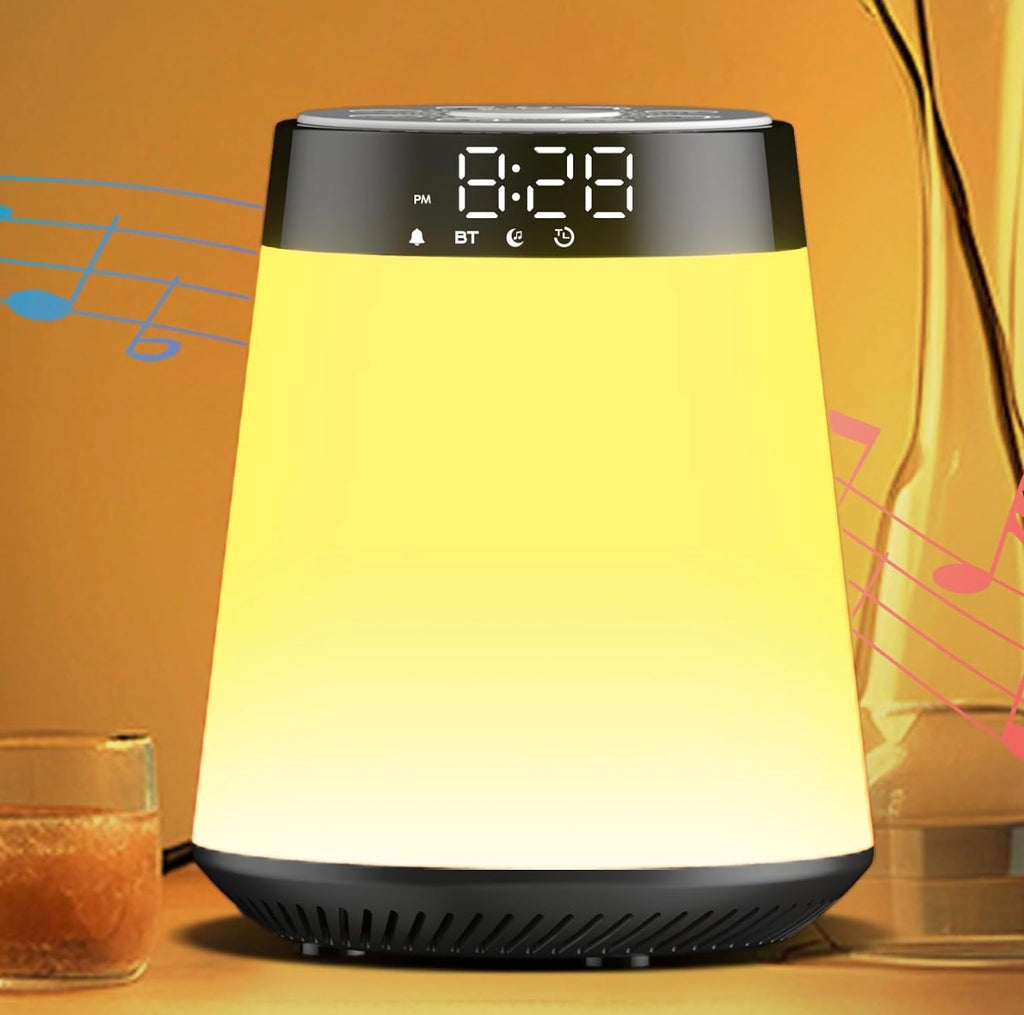 All-in-One Sunrise Alarm Clock & Bluetooth Speaker – White Noise Machine, 12-Color Night Light & Sleep Sound Machine