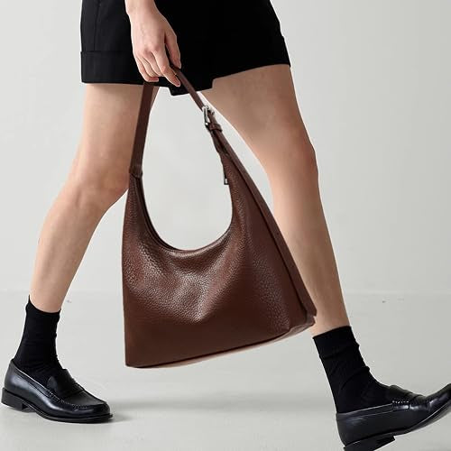 Women's Vegan Leather Crescent Hobo Bag | Convertible Shoulder & Crossbody Handbag with Zipper