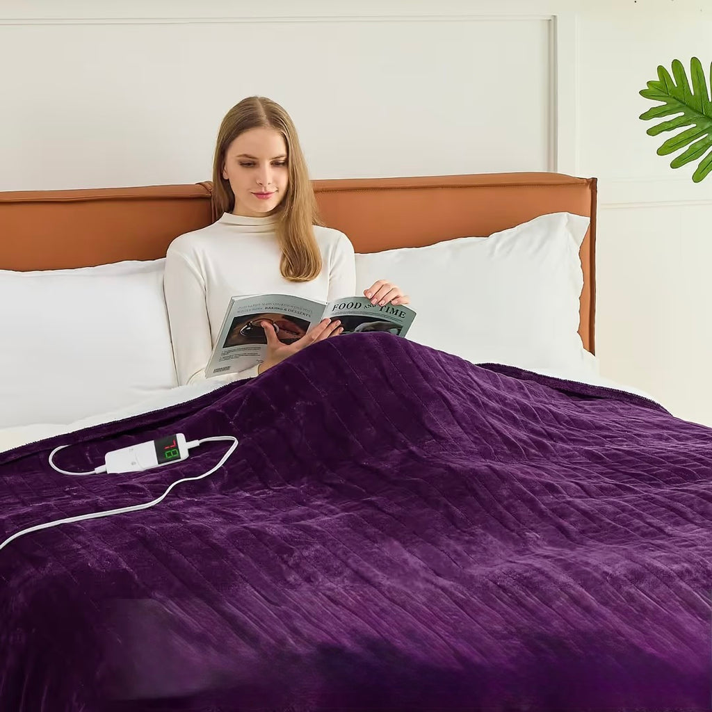 Electric Heated Throw Blanket | 130x180cm Reversible Flannel Sherpa with 9 Heat Levels & Auto-Off