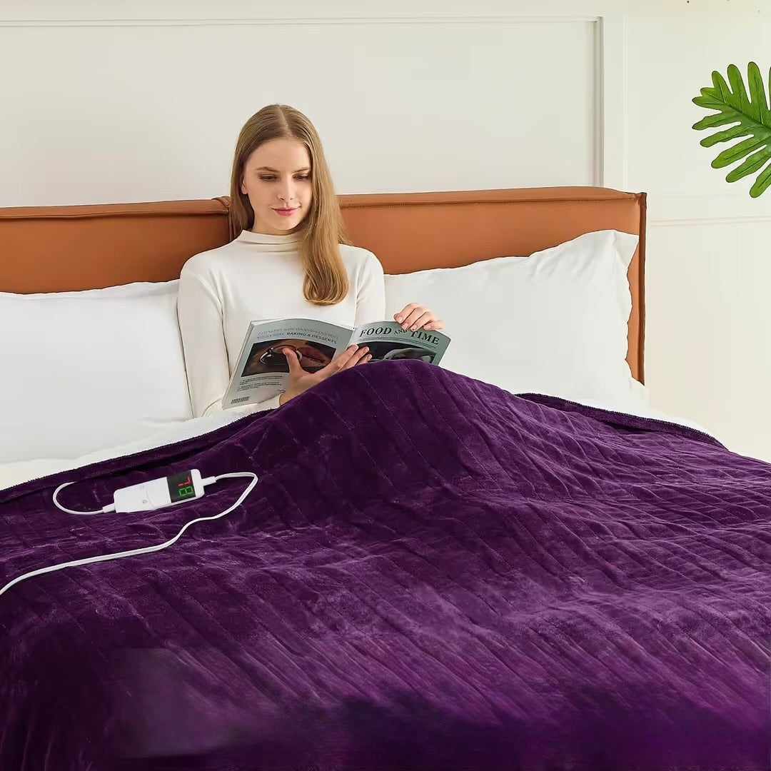 Electric Heated Throw Blanket | 130x180cm Reversible Flannel Sherpa with 9 Heat Levels & Auto-Off