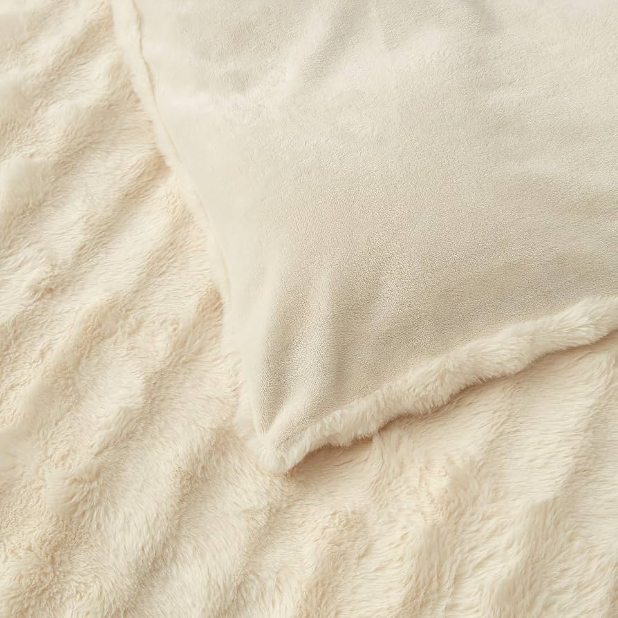 Winter Plush Bed Linen 200 x 220 cm Cream Beige White
