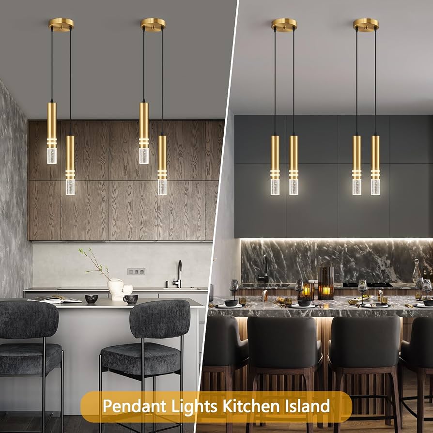 Modern Gold LED Pendant Light with Crystal Accent