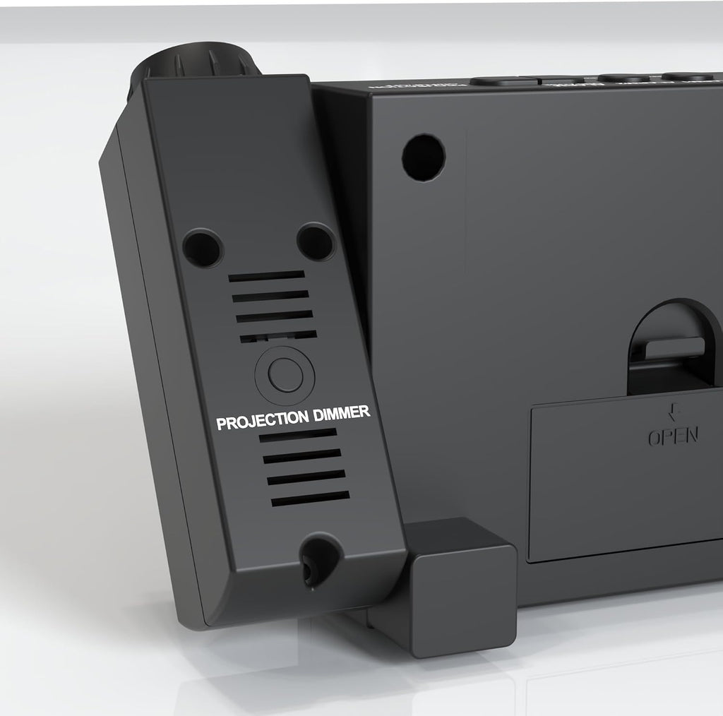 Digital Projection Alarm Clock with Dual Alarms, 180° Ceiling & Wall Projection, USB Charging