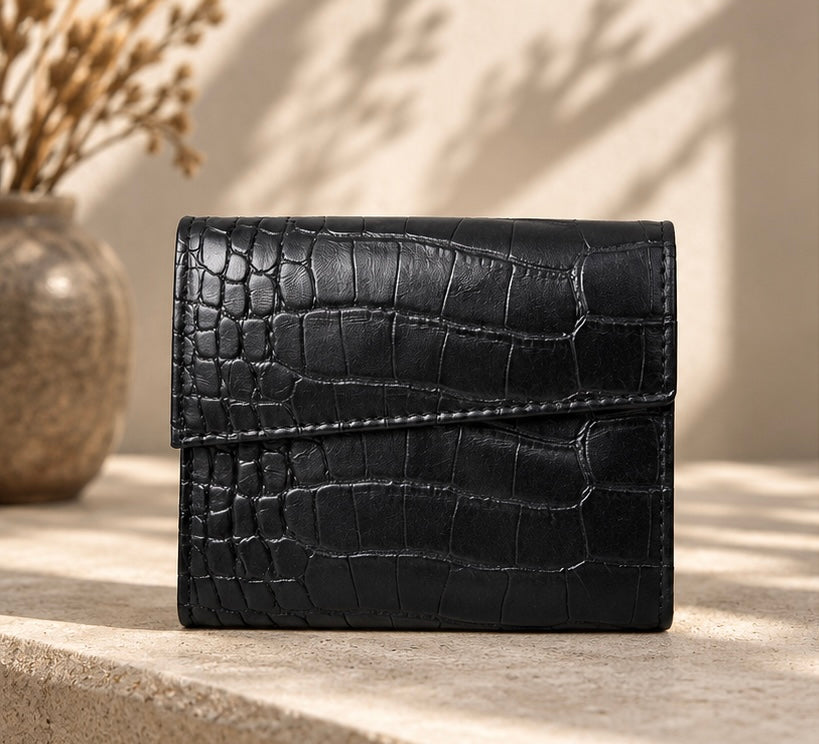 Noir Croc Mini Wallet