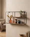 Modern Industrial Wire & Wood Wall Rack