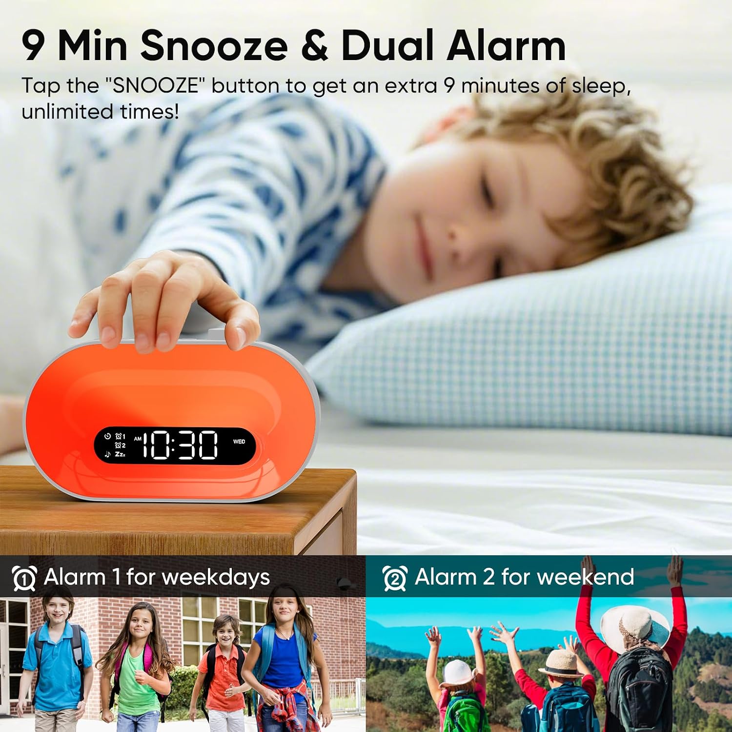 Sunrise Alarm Clock with Wake-Up Light, Dual Alarms & 30 Soothing Sounds