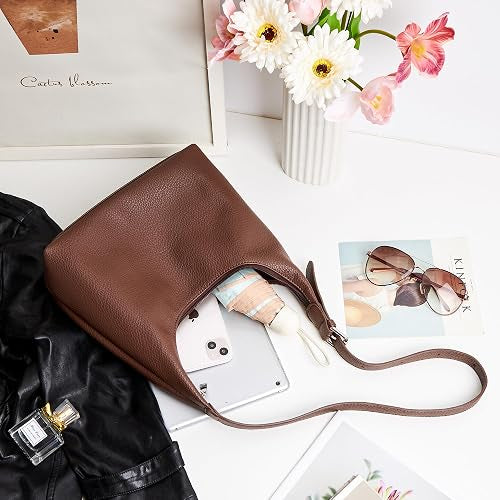 Women's Vegan Leather Crescent Hobo Bag | Convertible Shoulder & Crossbody Handbag with Zipper