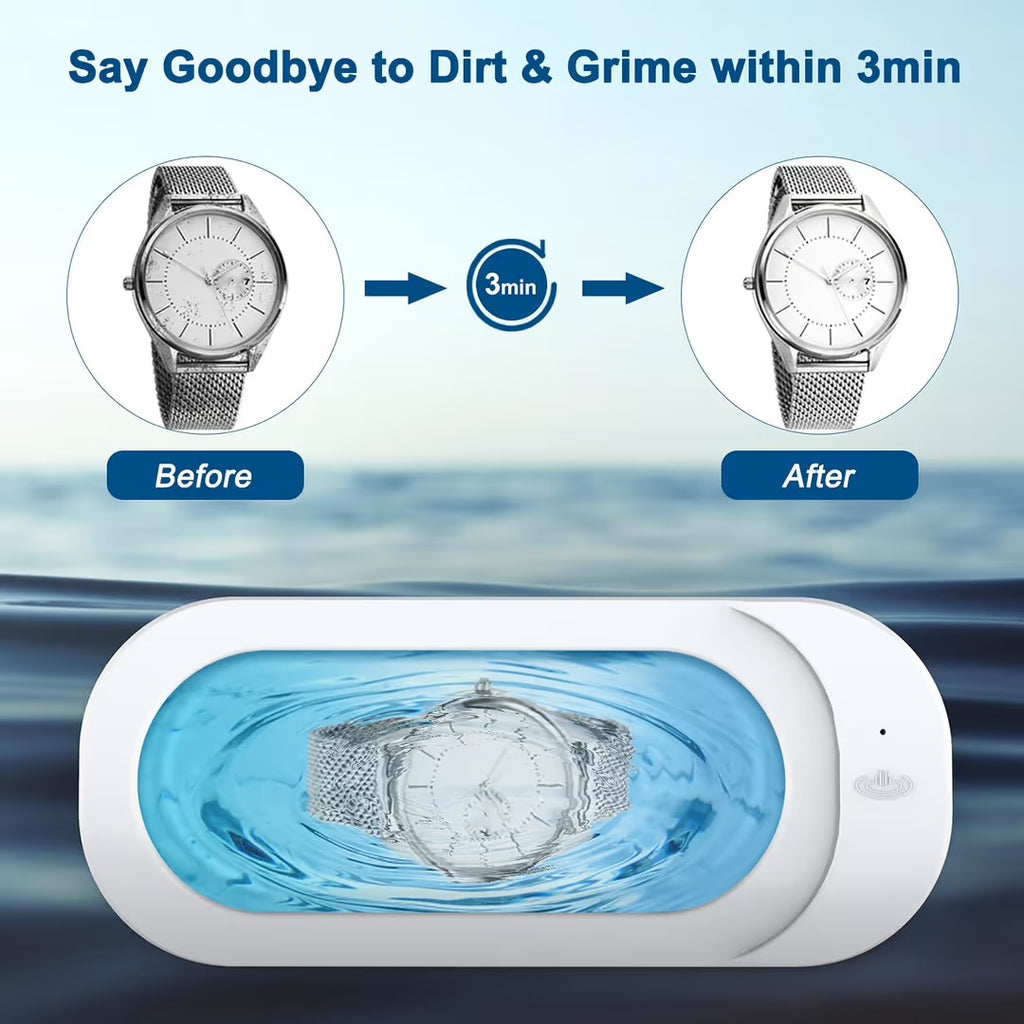 Ultrasonic Jewelry Cleaner 46KHz – 350ml Professional Sonic Cleaning Machine