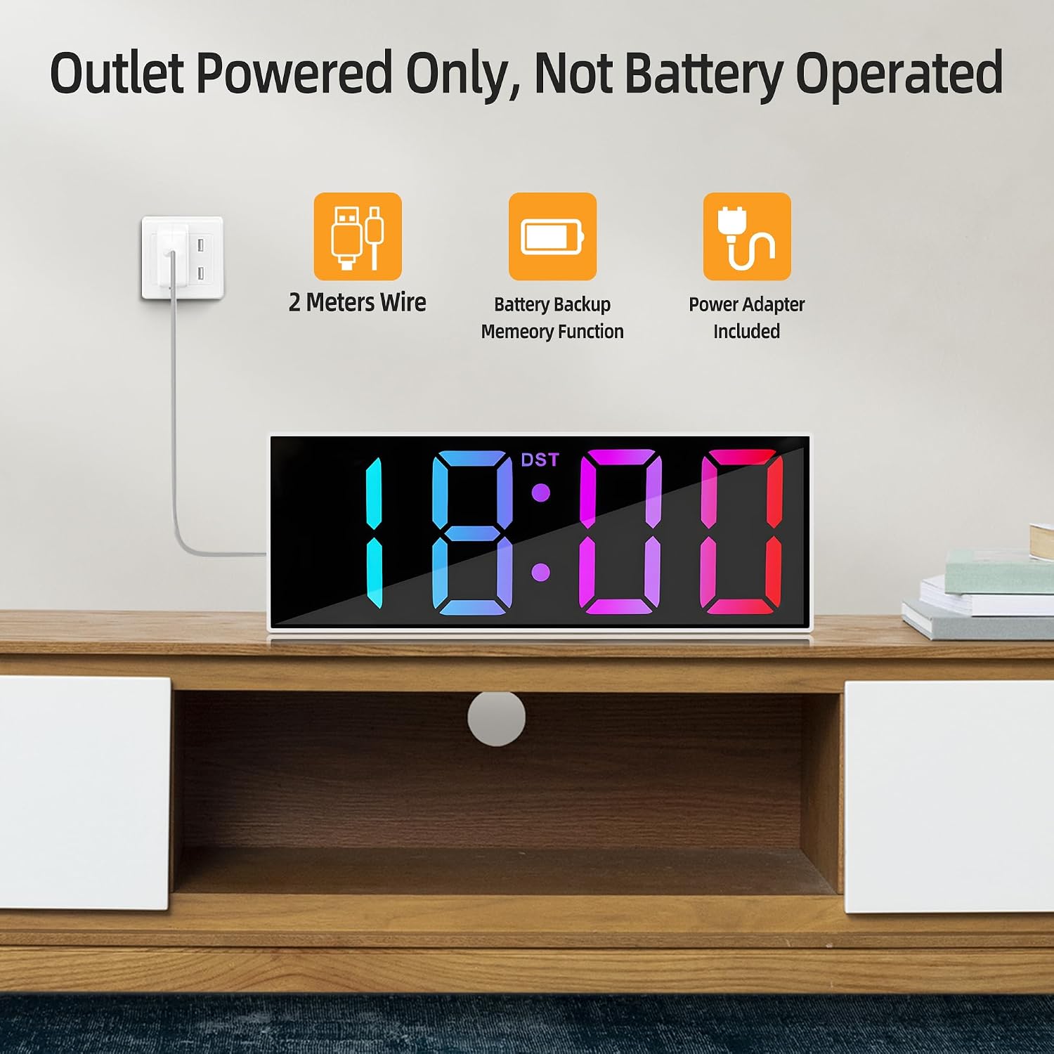 30.4 cm Large Digital Wall Clock with Remote Control
