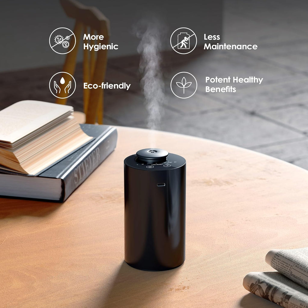 Waterless Essential Oil Diffuser | Cordless Nano-Mist Aromatherapy & Car Cup Holder Air Freshener