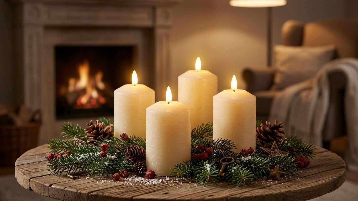 Star-Max 4-Piece LED Candle Set with Moving 3D Flame & Remote Control
