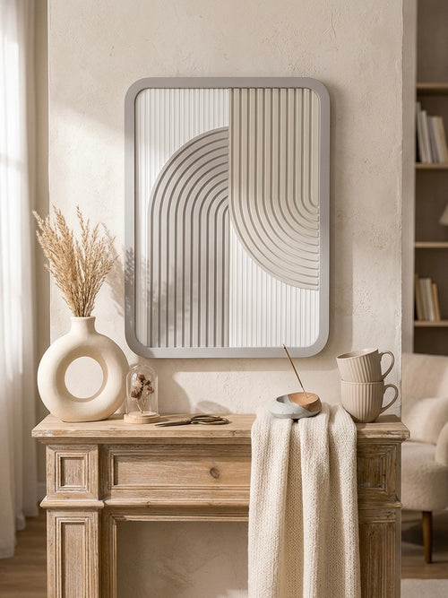 3D Ribbed Arch Wall Art | Textured Modern Boho Wall Decor (30x40cm)