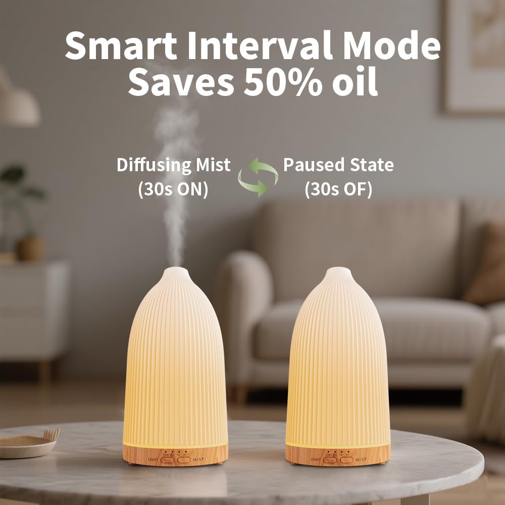 Nordic-Style Essential Oil Diffuser, 100 ml Aromatherapy Diffuser with Cold Mist Sprayer, 7 Changing Lights