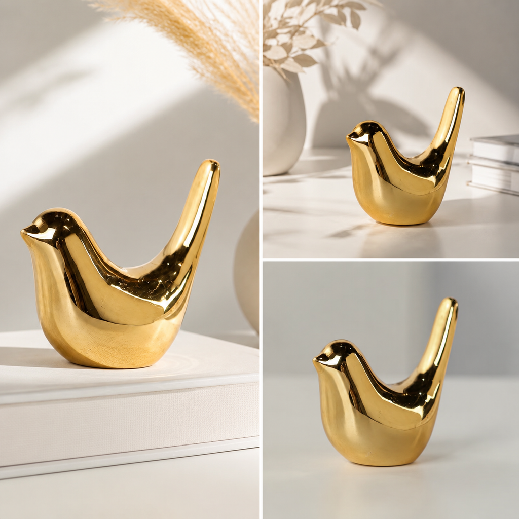 Golden Bird Ceramic Figurine