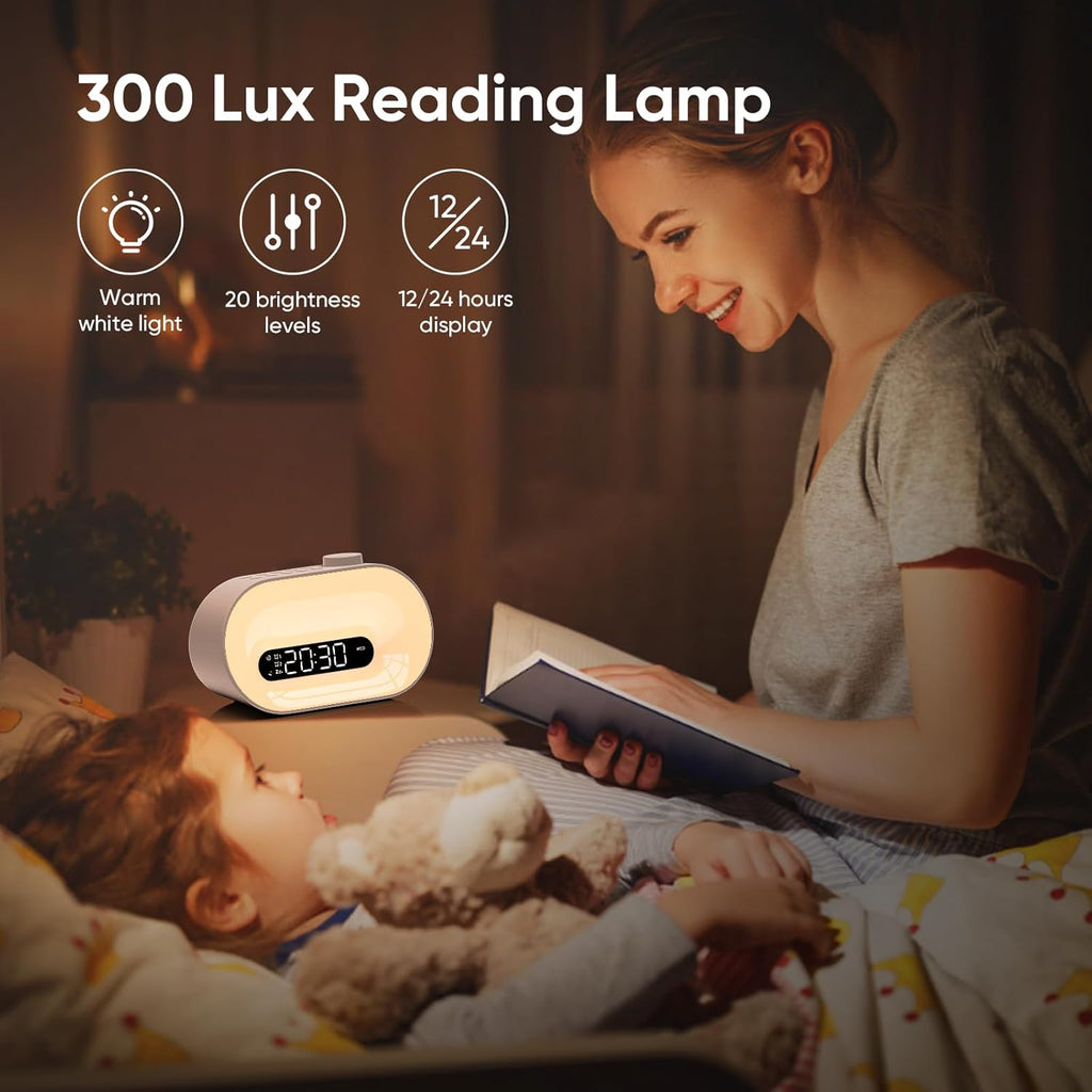 Sunrise Alarm Clock with Wake-Up Light, Dual Alarms & 30 Soothing Sounds