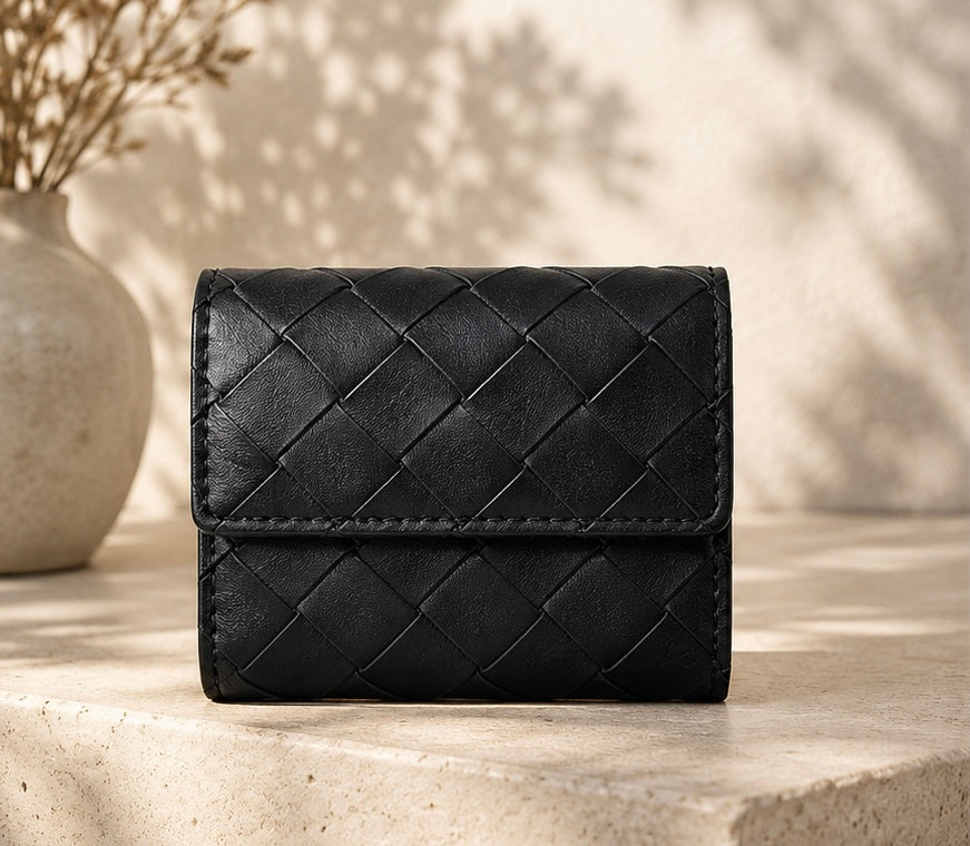 Noir Woven Compact Wallet
