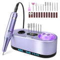 Professional Electric Nail Drill 40000RPM | Urbuti 36W E-File with Smart LCD Screen & 12 Bits (Purple)