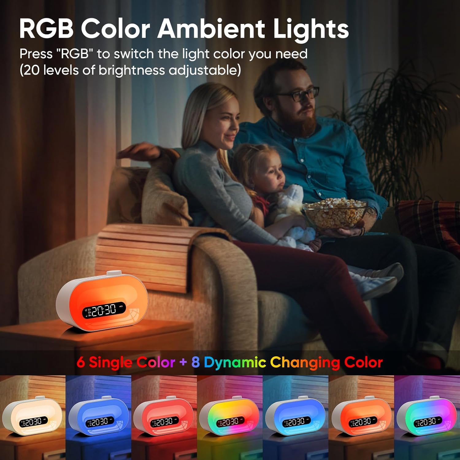 Sunrise Alarm Clock with Wake-Up Light, Dual Alarms & 30 Soothing Sounds