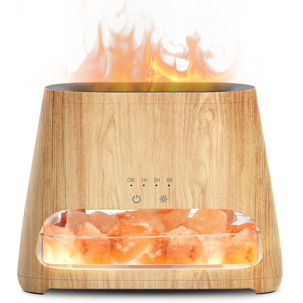 SALKING 2-in-1 Himalayan Salt Lamp & Essential Oil Diffuser – Flame Effect