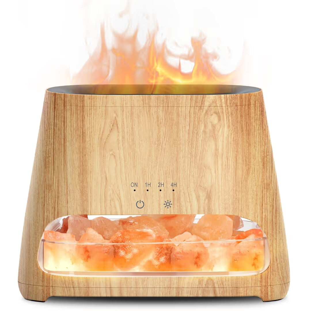 SALKING 2-in-1 Himalayan Salt Lamp & Essential Oil Diffuser – Flame Effect