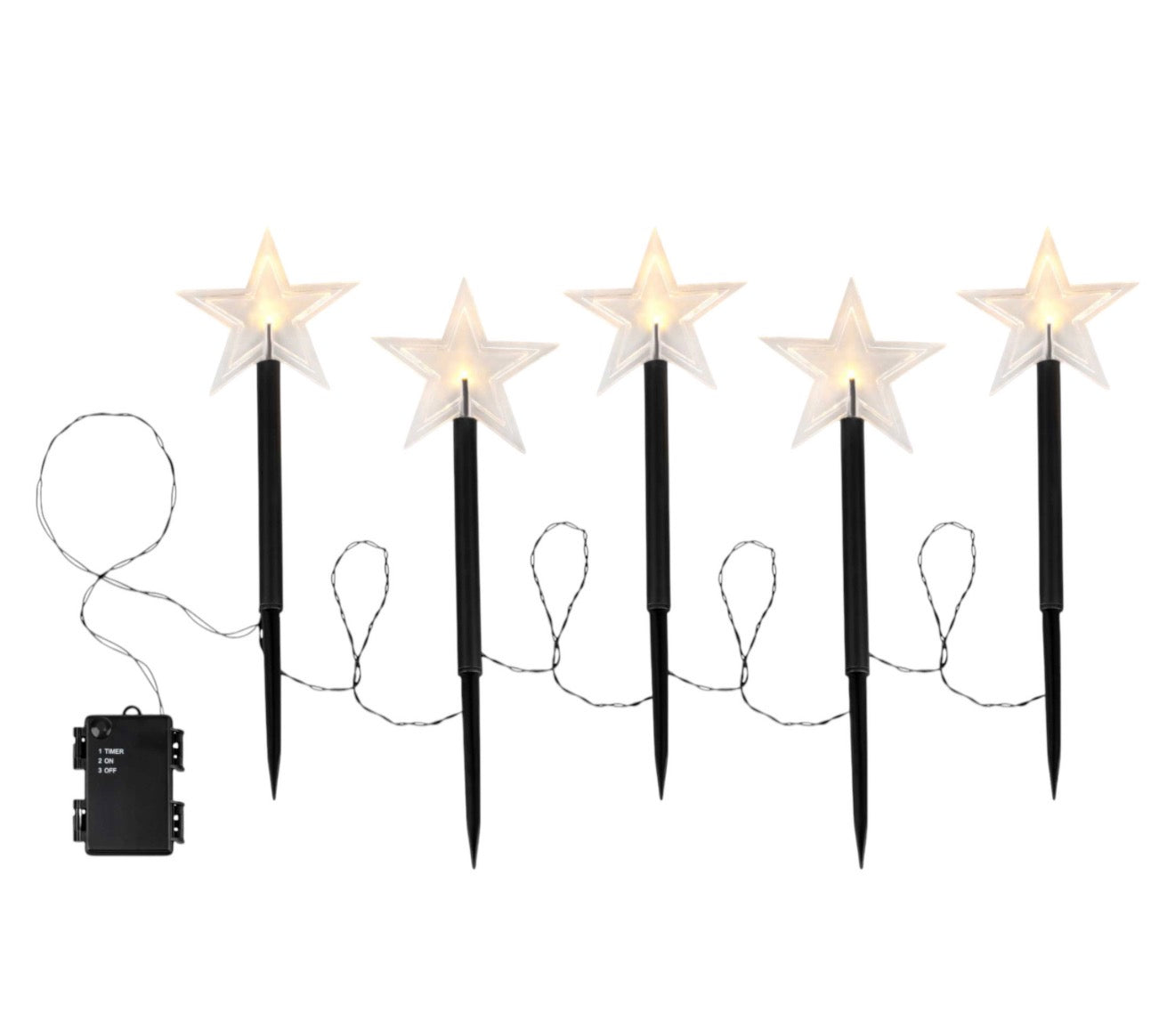 5-Pack LED Outdoor Star Pathway Lights – Battery-Operated Garden Stake Lights with Timer (Warm White)