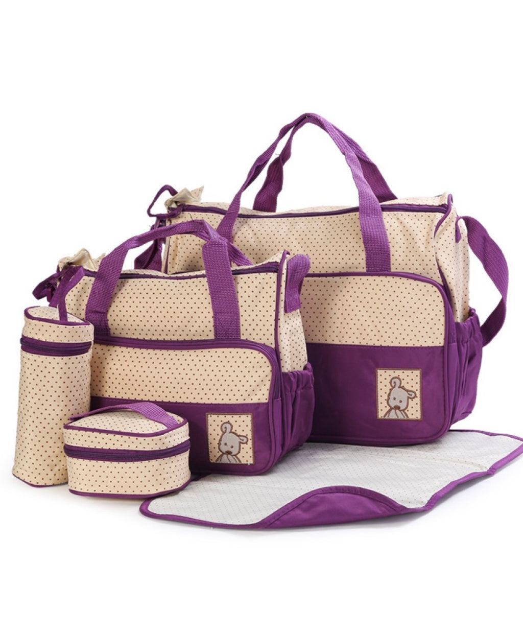 5-in-1 Waterproof Mummy & Baby Diaper Bag Set | Multi-Functional Travel Organizer