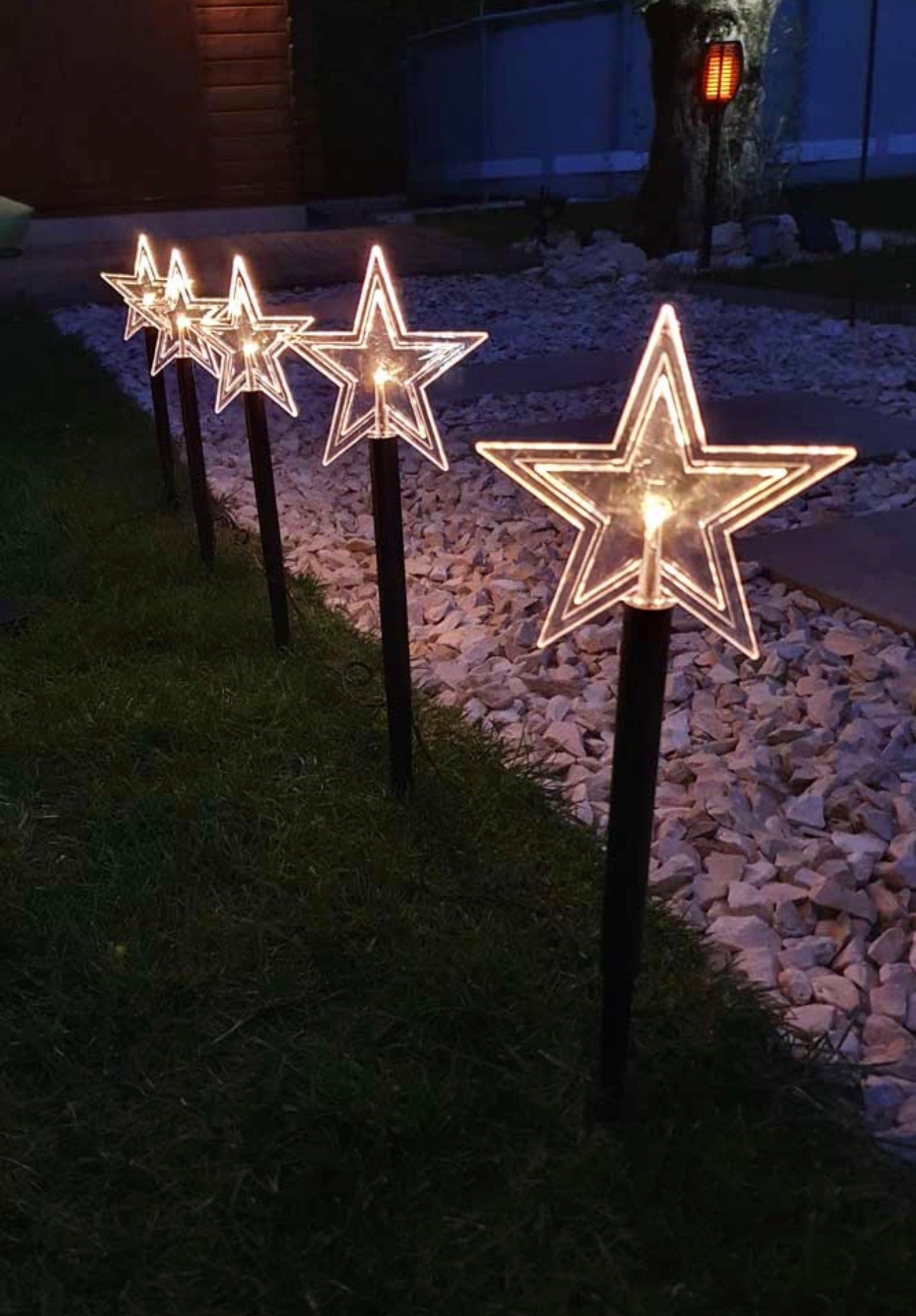 5-Pack LED Outdoor Star Pathway Lights – Battery-Operated Garden Stake Lights with Timer (Warm White)