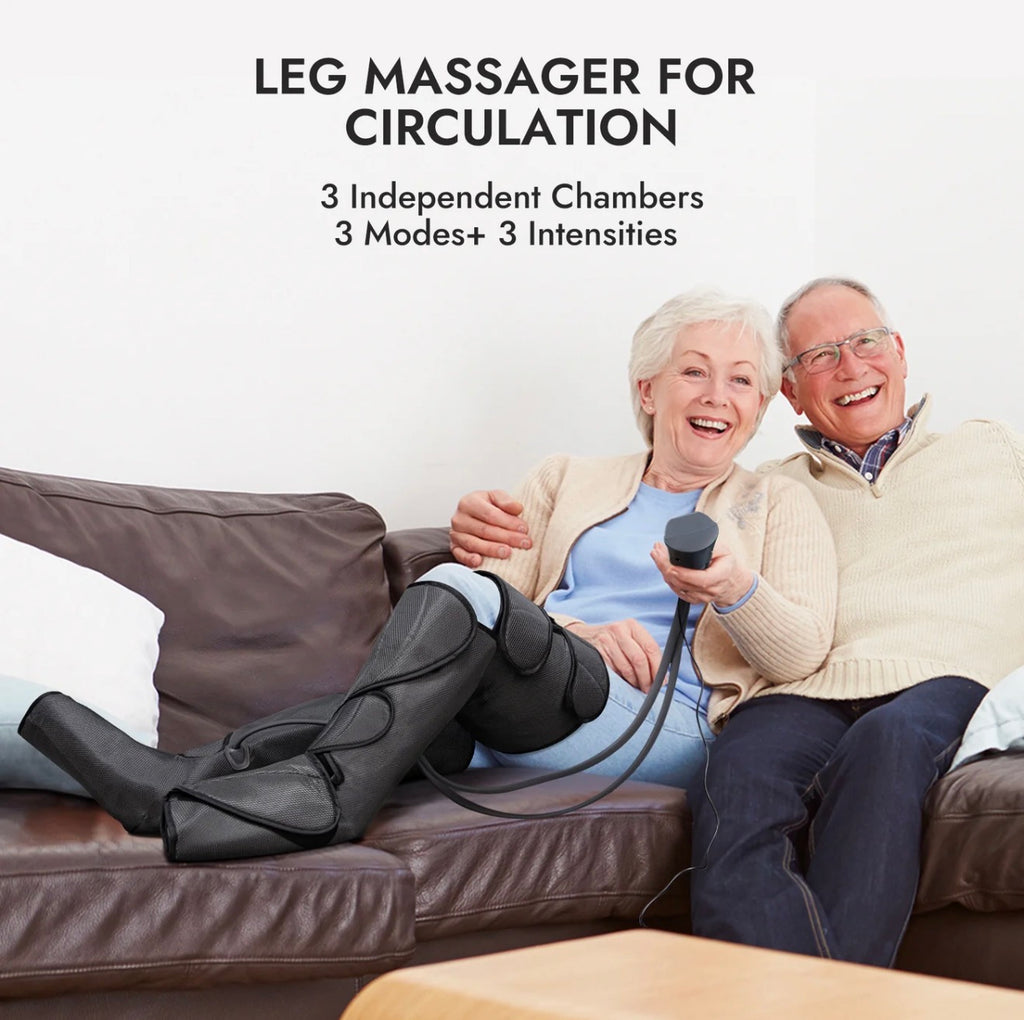 Premium Air Compression Leg Massager with Heat – Foot, Calf & Thigh Recovery System Fit King