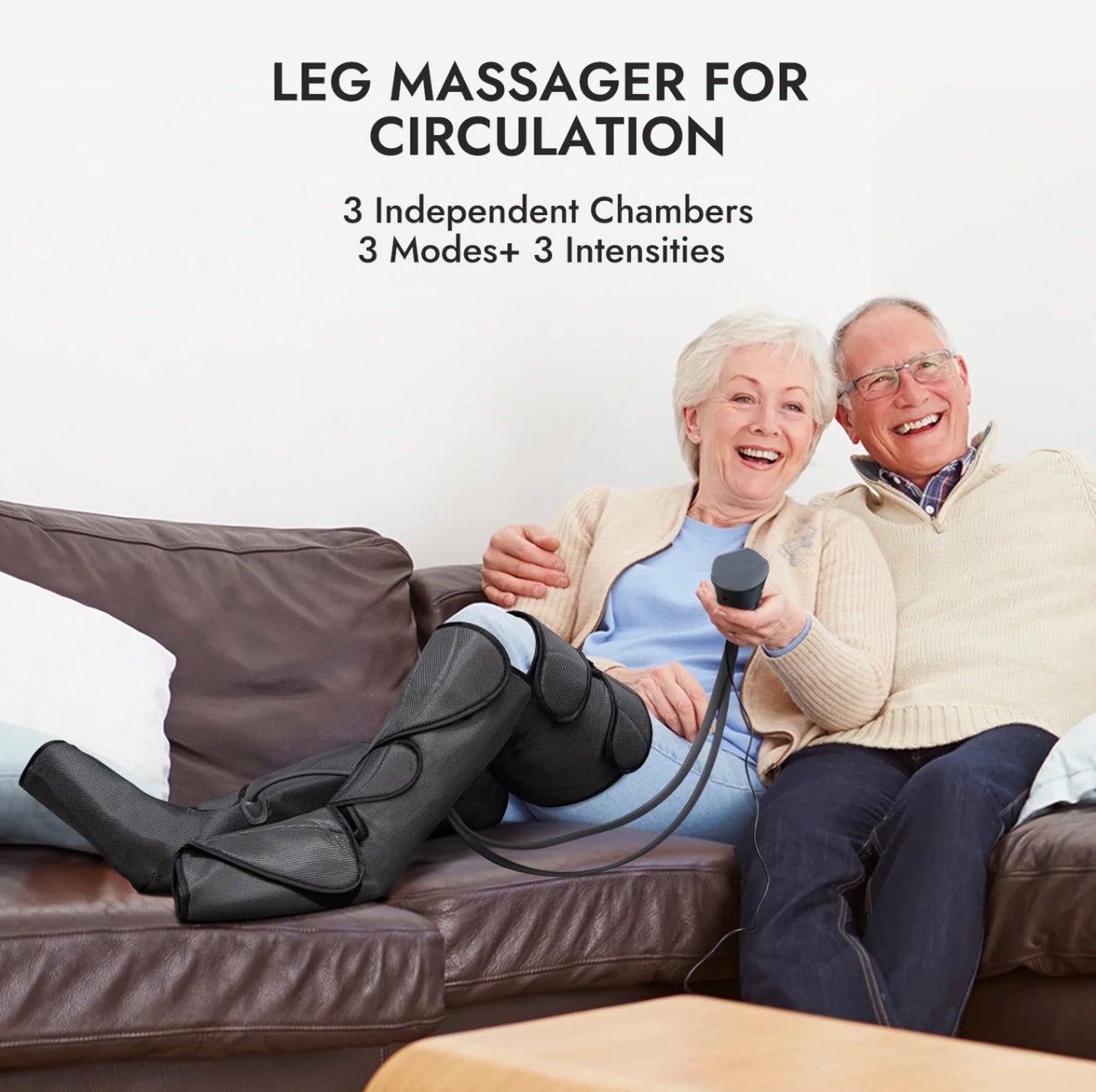 Premium Air Compression Leg Massager with Heat – Foot, Calf & Thigh Recovery System Fit King