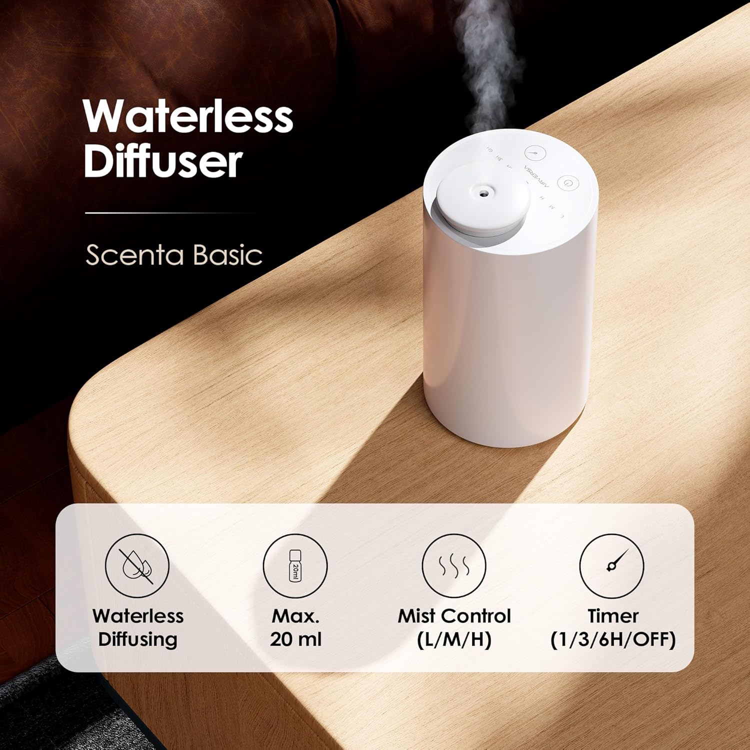 Waterless Essential Oil Diffuser | Cordless Nano-Mist Aromatherapy & Car Cup Holder Air Freshener