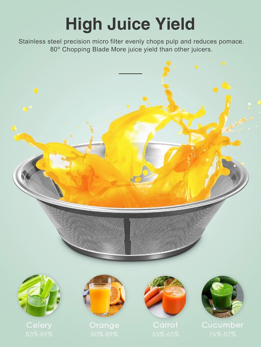 QCen 500W Centrifugal Juicer Extractor with Wide Feed Chute & Dual-Speed Control