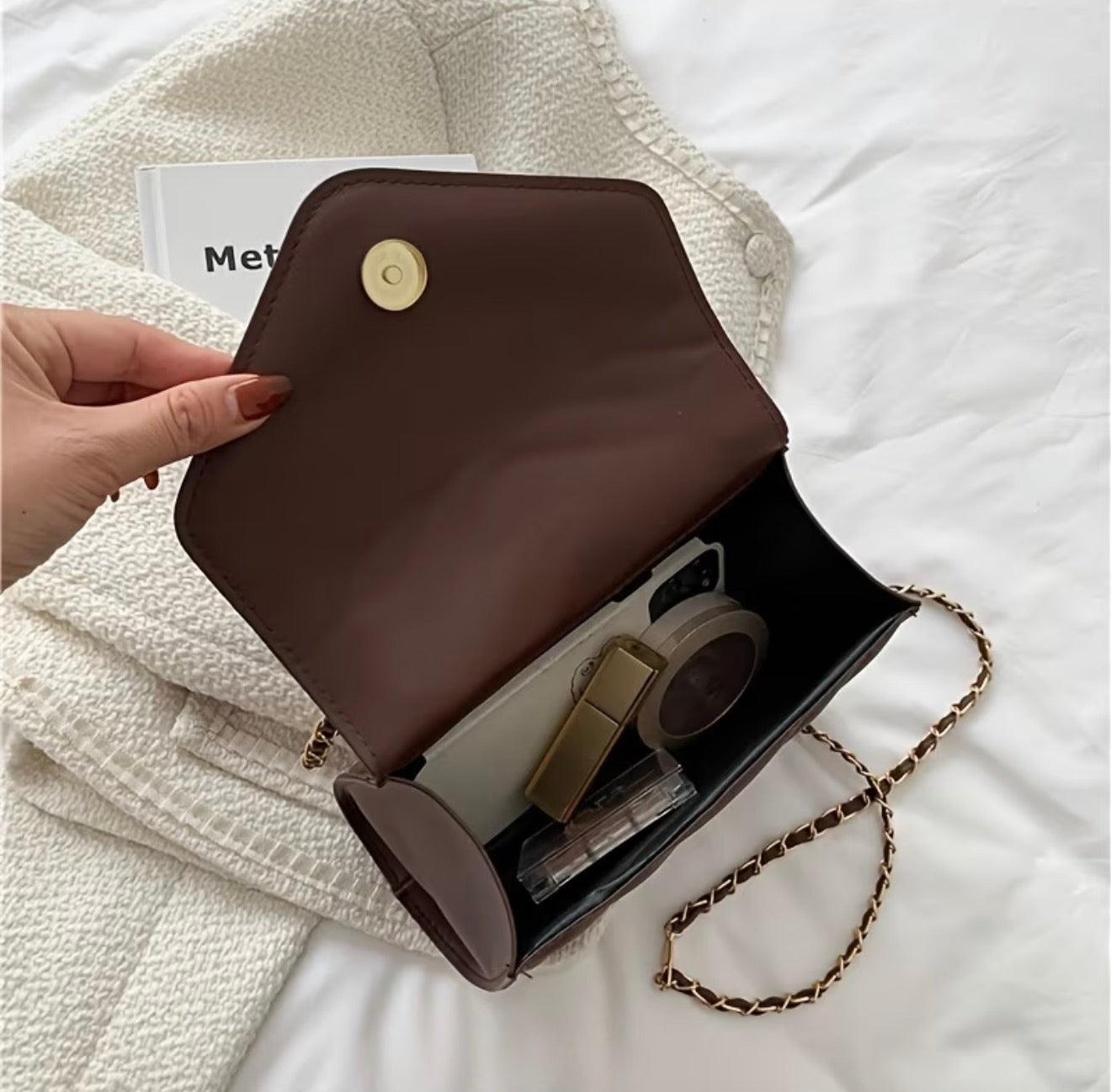 Quilted Crossbody Bag – Chocolate Brown