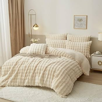 Winter Plush Bed Linen 200 x 220 cm Cream Beige White
