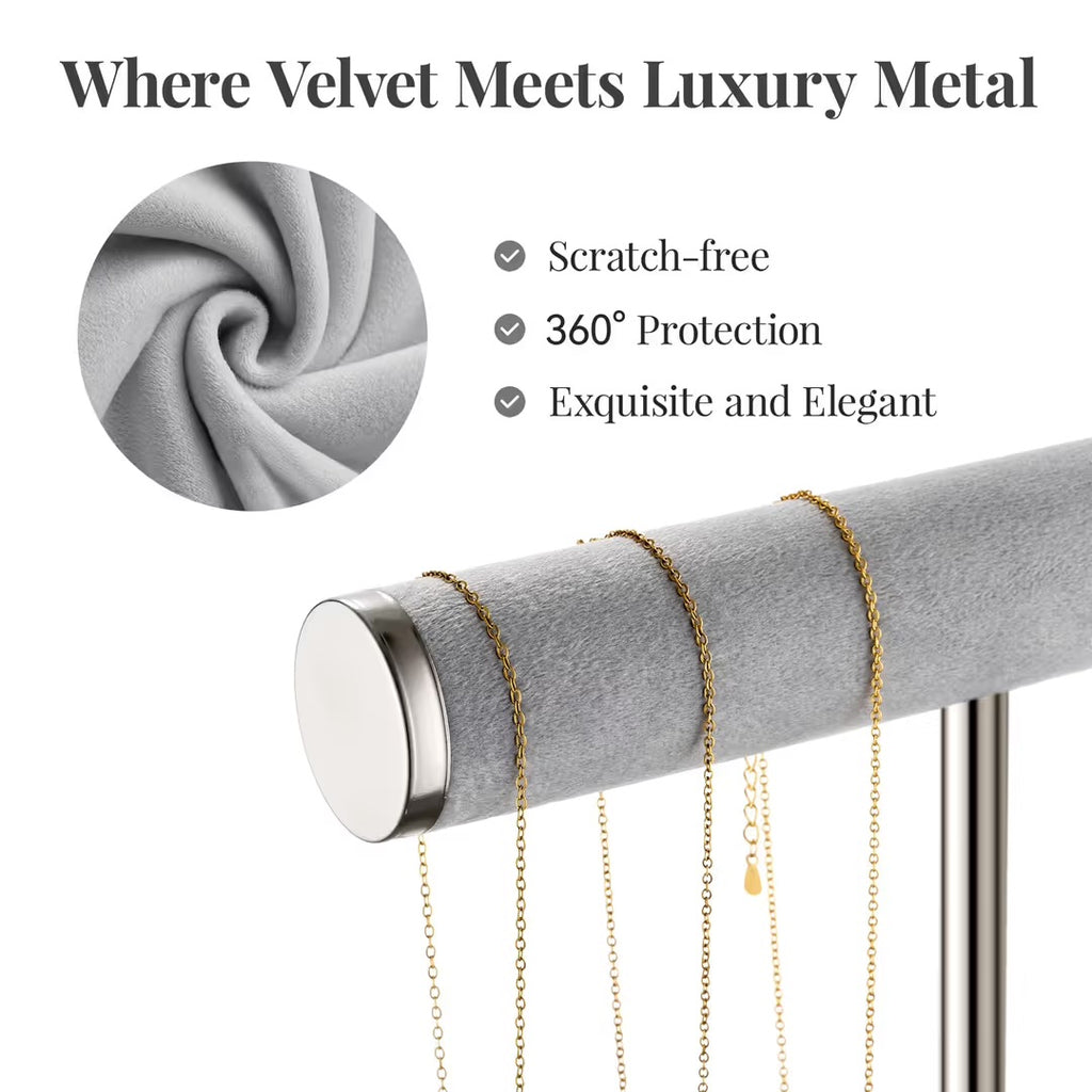 Luxury 3-Tier Velvet Jewelry Organizer & Display Stand