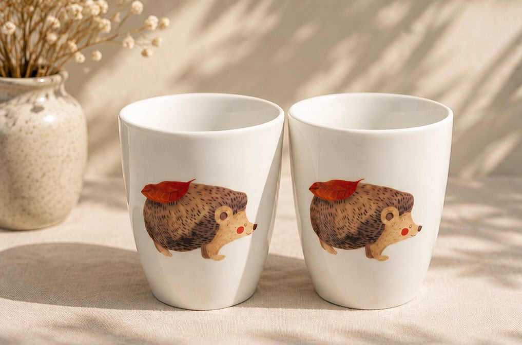 Hedgehog Ceramic Mug Set – Set of 2 | 220ml